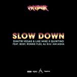 slow down - dimitri vegas & like mike, quintino, boef, ronnie flex, ali b, i am aisha